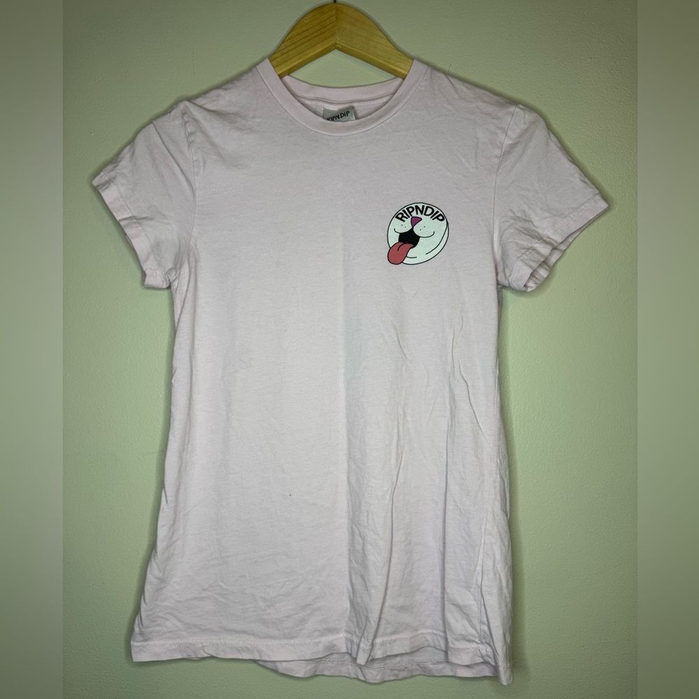 RIPNDIP Graphic Tee Small White Short Sleeve Cat‎ Logo Streetwear